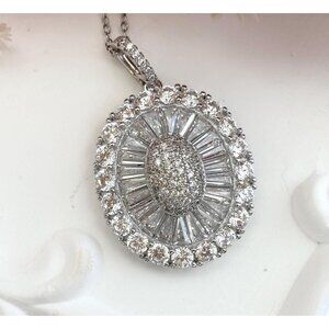 Stunning Art Deco Inspired Sterling Silver 925 Vintage Pendant Necklace - 18"